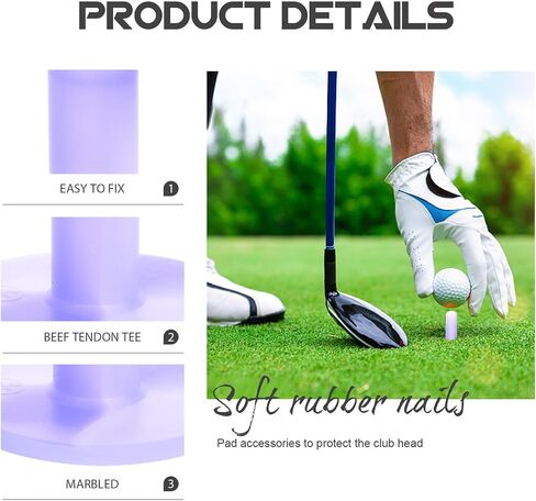 DECHOUS 5Pcs Rubber Golf Tees Purple Marble Pattern Stable Ball Holders for Driving Range Practice Mats Lightweight Convenient Golf Ball Tees for Consistent Swing and Accuracy in Saudi Arabia
