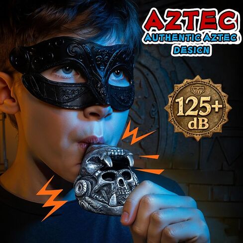 صافرة الموت الأزتيكية - تصميم جمجمة Quetzalcoatl | 125+ ديسيبل صافرة حرب صراخ لإعادة تمثيل تاريخي، ومخيف الهالوين وهواة الجمع in Saudi Arabia