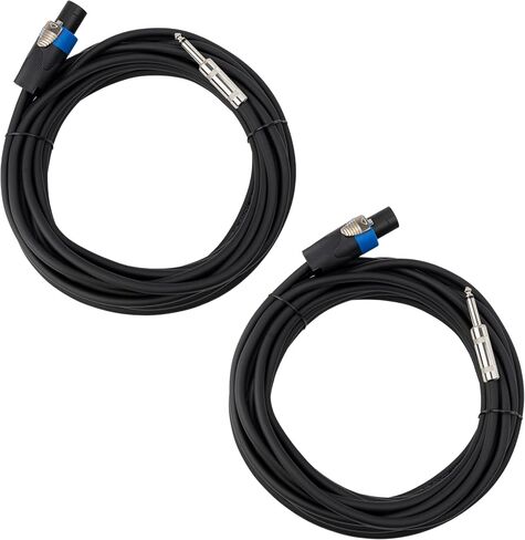 2PCS 15 Feet 12 Gauge Speakon to 1/4 Inch Male Speaker Cables - 15ft 12AWG Speakon to 1/4 TRS Stereo Audio Interconnect Cords - 2 Pack in Saudi Arabia