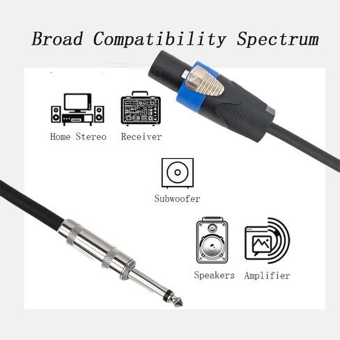 2PCS 15 Feet 12 Gauge Speakon to 1/4 Inch Male Speaker Cables - 15ft 12AWG Speakon to 1/4 TRS Stereo Audio Interconnect Cords - 2 Pack in Saudi Arabia