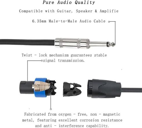 2PCS 15 Feet 12 Gauge Speakon to 1/4 Inch Male Speaker Cables - 15ft 12AWG Speakon to 1/4 TRS Stereo Audio Interconnect Cords - 2 Pack in Saudi Arabia