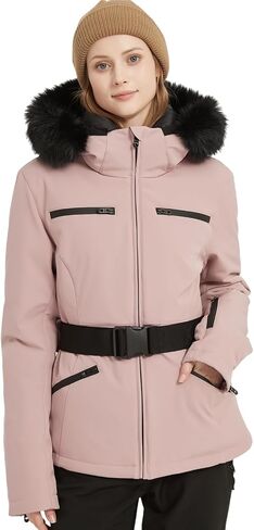 BGX Women's Ski Jacket Snowboard Warm Winter Short Slim Fit Snow Coat Mountain Windproof Waterproof with Hooded in Saudi Arabia