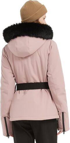 BGX Women's Ski Jacket Snowboard Warm Winter Short Slim Fit Snow Coat Mountain Windproof Waterproof with Hooded in Saudi Arabia
