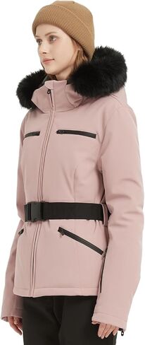 BGX Women's Ski Jacket Snowboard Warm Winter Short Slim Fit Snow Coat Mountain Windproof Waterproof with Hooded in Saudi Arabia