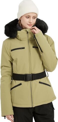 سترة تزلج نسائية من BGX على الجليد للشتاء الدافئ وقصيرة بمقاس نحيف معطف ثلج جبلي مقاوم للرياح ومقاوم للماء مع غطاء للرأس in Kuwait