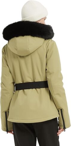 سترة تزلج نسائية من BGX على الجليد للشتاء الدافئ وقصيرة بمقاس نحيف معطف ثلج جبلي مقاوم للرياح ومقاوم للماء مع غطاء للرأس in Kuwait