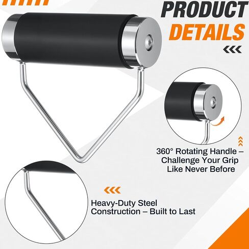 Soulchen Rotating Deadlift Handle 2.5" Weightlifting Gripper for Grip Strength Rolling Handle Grip for Home Gym Fitness Accessory Equipment in Saudi Arabia