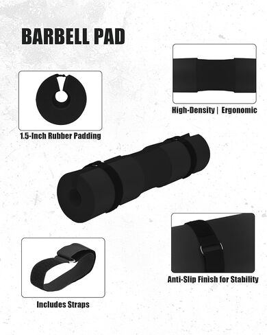 وسادة Garvee Barbell Pad، وسادة دفع الورك لتدريب الساق، وسادة القرفصاء السميكة غير القابلة للانزلاق لدعم الغلوت وحماية الرقبة والكتف مع شريطين، تناسب جميع أجهزة الحديد الأولمبية وآلات سميث in Kuwait