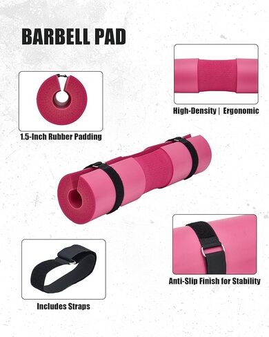 Garvee Barbell Pad, Hip Thrust Pad for Leg Training, Non-slip Thick Foam Squat Pad for Glute Support and Neck & Shoulder Protection with Two Straps, Fits All Olympic Barbell and Smith Machine in Kuwait