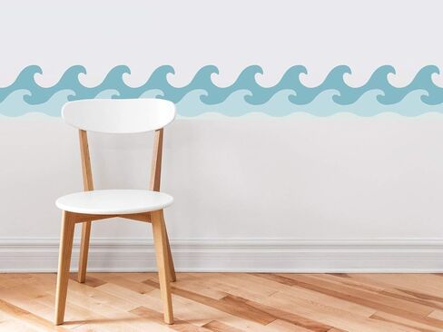 Sunny Decals Wave Wall Border Removable Fabric Wall Sticker, Set of 2 (7.8 x 24 Inches, Vintage) in Saudi Arabia