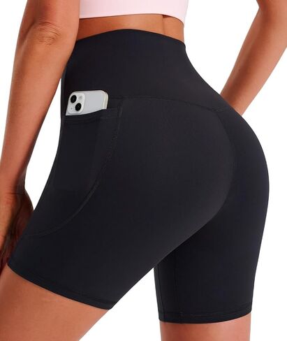 High Waisted Biker Shorts for Women – Workout Shorts with Pockets, Squat Proof, Tummy Control, 4-Way Stretch in Saudi Arabia
