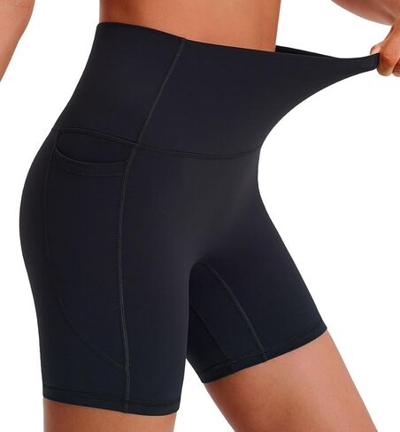High Waisted Biker Shorts for Women – Workout Shorts with Pockets, Squat Proof, Tummy Control, 4-Way Stretch in Saudi Arabia