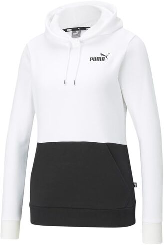 PUMA Womens Essentials Colorblock Hoodie Casual Outerwear Casual Hoodie Drawstring - Black, White in Saudi Arabia