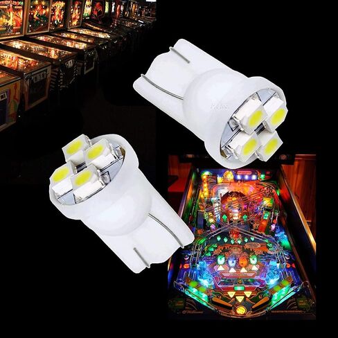 PA LED 10PCS Pinball Machine LED Light Bulb Accessories #555 T10 4SMD White-6.3V in Saudi Arabia