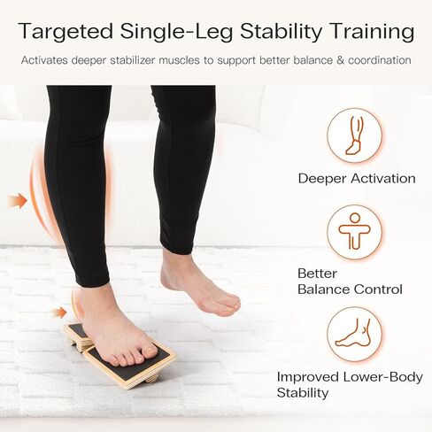 StrongTek Single-Leg Balance Board for Foot & Ankle Strengthening, Rehab & Stability Training, Non-Slip Wood Design for Sprained Ankles, Plantar Fasciitis & Physical Therapy Exercises in Kuwait