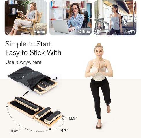 StrongTek Single-Leg Balance Board for Foot & Ankle Strengthening, Rehab & Stability Training, Non-Slip Wood Design for Sprained Ankles, Plantar Fasciitis & Physical Therapy Exercises in Kuwait
