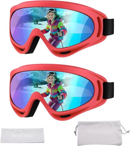 2 Pack Snow Ski Goggles, Snowboard Snow Goggles for Men Women Youth Kids, UV Protection Winter Snow Sports Goggles in Kuwait
