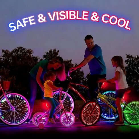 مصابيح LED لعجلة الدراجة مع ضوء خلفي للدراجة USB، أضواء دراجة صغيرة للعجلات، مقاومة للماء، 3 أوضاع إضاءة، ملحقات الدراجات الليلية للسلامة والأناقة للبالغين والأطفال (عبوتان) in Saudi Arabia