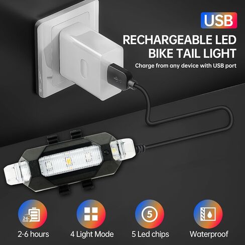 مصابيح LED لعجلة الدراجة مع ضوء خلفي للدراجة USB، أضواء دراجة صغيرة للعجلات، مقاومة للماء، 3 أوضاع إضاءة، ملحقات الدراجات الليلية للسلامة والأناقة للبالغين والأطفال (عبوتان) in Saudi Arabia