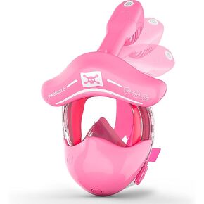 Full Face Snorkel Mask for Kids, 180° Panoramic View, Anti-Fog Anti-Leak, Patented Airflow System with Fan for Clear Breathing, Foldable Dry Top Snorkeling Gear for Kids in Saudi Arabia