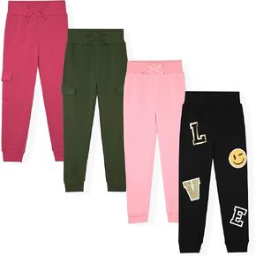 مجموعة الركض للفتيات من Dreamstar Girls مكونة من 4 قطع - بنطال رياضي من الصوف برسومات لامعة ورقائق معدنية للأطفال الصغار والفتيات الصغيرات والكبيرات in Kuwait