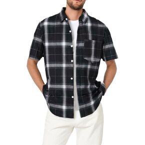 Short Sleeve Plaid Shirts for Men Button Down Lapel Flannel Tshirts Western Casual Office Business Dressy Blouses in Saudi Arabia