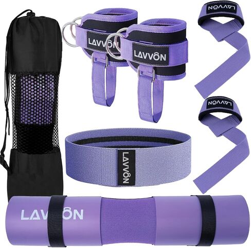 7Pcs-Barbell Pad Set for Hip Thrust - Squat Pad, Bench Press Workout Foam Weight Lifting Bar Cushion,Gym Accessories for Women with Bar Bad,with Gym Ankle Straps,Hip Resistance Bands,Lifting Strap in Saudi Arabia