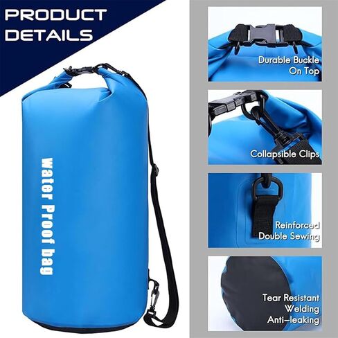 Waterproof Dry Bag, Roll Top Lightweight Dry Storage Bag Backpack, Swimming, Boating, Kayaking, Camping, Beach (Black 15L) in Saudi Arabia