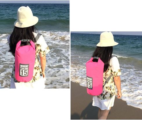 Waterproof Dry Bag, Roll Top Lightweight Dry Storage Bag Backpack, Swimming, Boating, Kayaking, Camping, Beach (Black 15L) in Saudi Arabia