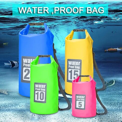 Waterproof Dry Bag, Roll Top Lightweight Dry Storage Bag Backpack, Swimming, Boating, Kayaking, Camping, Beach (Black 15L) in Saudi Arabia