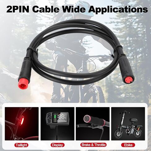 Ebike 2 Pin M5 Extension Cable Red Connector – 24in Male-to-Female & 35in Single-End Wire, Waterproof Plug & Play Julet Style Cord for Lights, Brakes and Throttles, 2PCS Pack (Male to Female – 24in) in Saudi Arabia