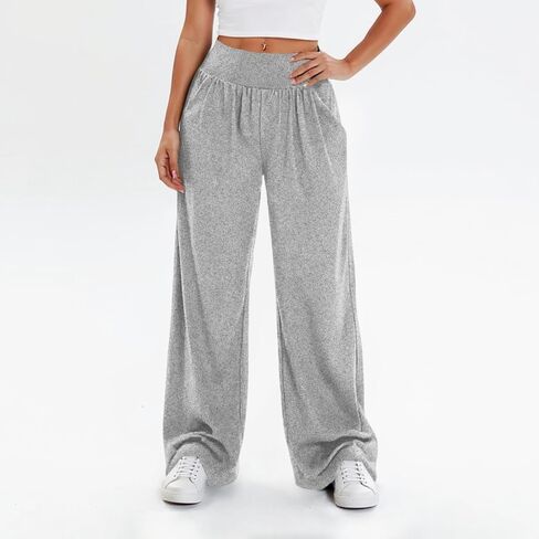 Lounge Pants Women Wide Leg Sweatpant for Womens Elastic Waistband Casual Straight Leg Trouser with Pockets in Saudi Arabia