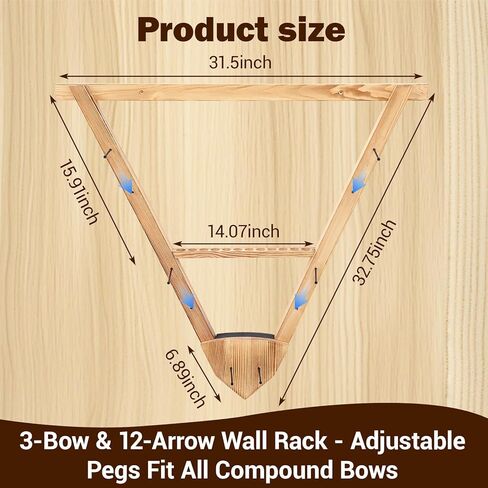 Wall Mounted Bow and Arrow Display Rack for Hunting and Archery Accessories 3-Bow Holder & 12-Arrow Storage Crossbow Holder Compound Bows Stand for Wall in Kuwait