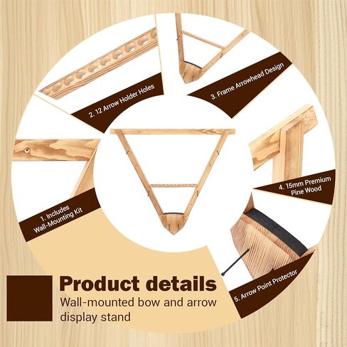 Wall Mounted Bow and Arrow Display Rack for Hunting and Archery Accessories 3-Bow Holder & 12-Arrow Storage Crossbow Holder Compound Bows Stand for Wall in Kuwait