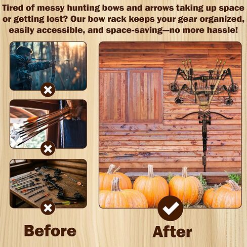 Wall Mounted Bow and Arrow Display Rack for Hunting and Archery Accessories 3-Bow Holder & 12-Arrow Storage Crossbow Holder Compound Bows Stand for Wall in Kuwait