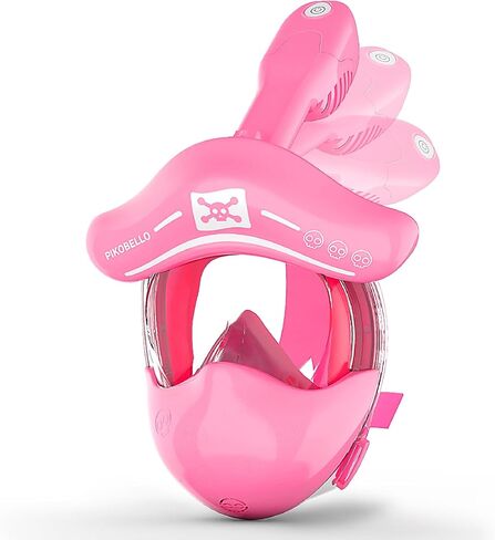 Full Face Snorkel Mask for Kids, 180° Panoramic View, Anti-Fog Anti-Leak, Patented Airflow System with Fan for Clear Breathing, Foldable Dry Top Snorkeling Gear for Kids in Saudi Arabia