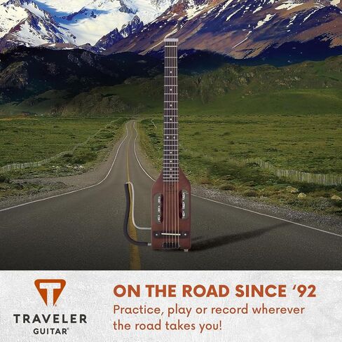 جيتار المسافر جيتار صوتي خفيف للغاية بني عتيق أعسر | صوتية محمولة مع مسند حضن قابل للإزالة | غيتار كامل بدون رأس بمقياس 24 3/4 بوصة | تتضمن حقيبة الحفلة المخصصة in Kuwait