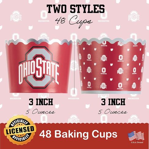 أكواب خبز ولاية أوهايو (48 قطعة) لديكورات كرة القدم OSU Buckeyes وأعياد الميلاد وحفلات التخرج (Ohio State Buckeyes) in Kuwait