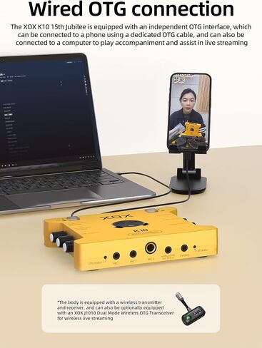K10 set live streaming audio interface,live sound card,audio mixer with wired microphone,monitor earphone and metal desktop microphone stand. (K10 S1 SET) in Saudi Arabia