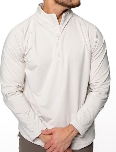 Men's Quarter-Zip Athletic Pullover, Long Sleeve Performance Shirt in Saudi Arabia