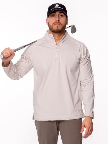 Men's Quarter-Zip Athletic Pullover, Long Sleeve Performance Shirt in Saudi Arabia