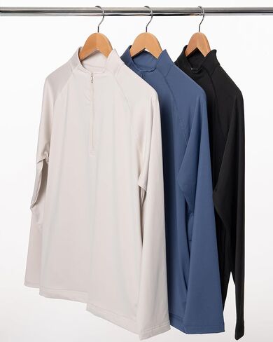 Men's Quarter-Zip Athletic Pullover, Long Sleeve Performance Shirt in Saudi Arabia
