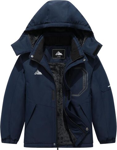 Kids Boy's Winter Waterproof Ski Jacket,Thick Snow Coat with Detachable Hood Warmth Windproof Snowboard Jackets in Saudi Arabia