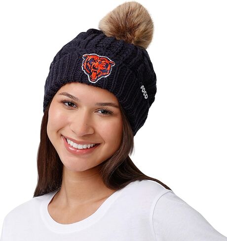 قبعة صغيرة من FOCO للسيدات تحمل شعار Chicago Bears NFL من الفرو الصناعي، لون الفريق in Kuwait