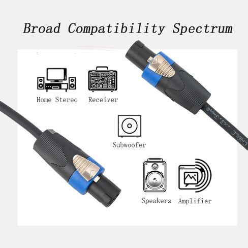 2Pack 50ft Male Speakon to Speakon Cables, Professional 12 Gauge AWG Heavy-Duty Audio Cord DJ/PA Speaker Cable Wire with Twist Lock -2 Conductor in Saudi Arabia