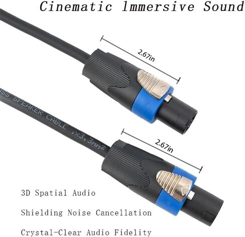 2Pack 50ft Male Speakon to Speakon Cables, Professional 12 Gauge AWG Heavy-Duty Audio Cord DJ/PA Speaker Cable Wire with Twist Lock -2 Conductor in Saudi Arabia