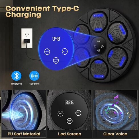 Music Boxing Machine, Bluetooth Boxing Traineing Machine with Boxing Gloves, Smart Wall Mounted Punching Bag for Kids Adult, Boxing Workout Equipment Target for Home, Gym, Office in Saudi Arabia