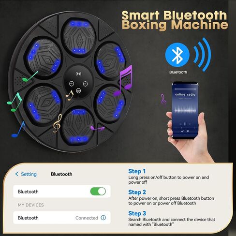 Music Boxing Machine, Bluetooth Boxing Traineing Machine with Boxing Gloves, Smart Wall Mounted Punching Bag for Kids Adult, Boxing Workout Equipment Target for Home, Gym, Office in Saudi Arabia