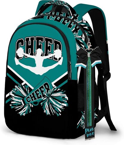 Cheerleader Backpack with Cheer Pin Strap, Backpack For Cheerleading, Cheerleader Gifts for Team Women (Black White) in Saudi Arabia