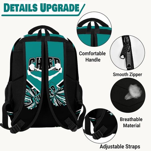 Cheerleader Backpack with Cheer Pin Strap, Backpack For Cheerleading, Cheerleader Gifts for Team Women (Black White) in Saudi Arabia